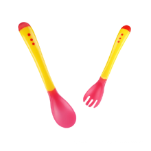 Curved Hot Bendable Sensor Plain Solid Color First Set  Self Feeding Baby Spoon